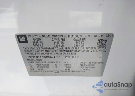 2011 Cadillac Srx Premium Collection из США, поврежденный, VIN 3GYFNFEYXBS624732